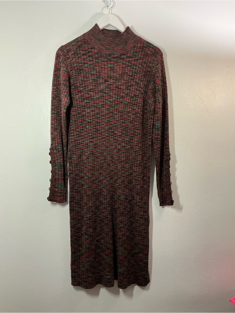 Solutions Ribbed Turtleneck Long-Sleeve Knit Sweater Dress Size XL